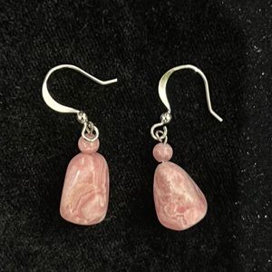 #3 Vintage Pink Lace Agate Drop Earrings For Pierced Ears